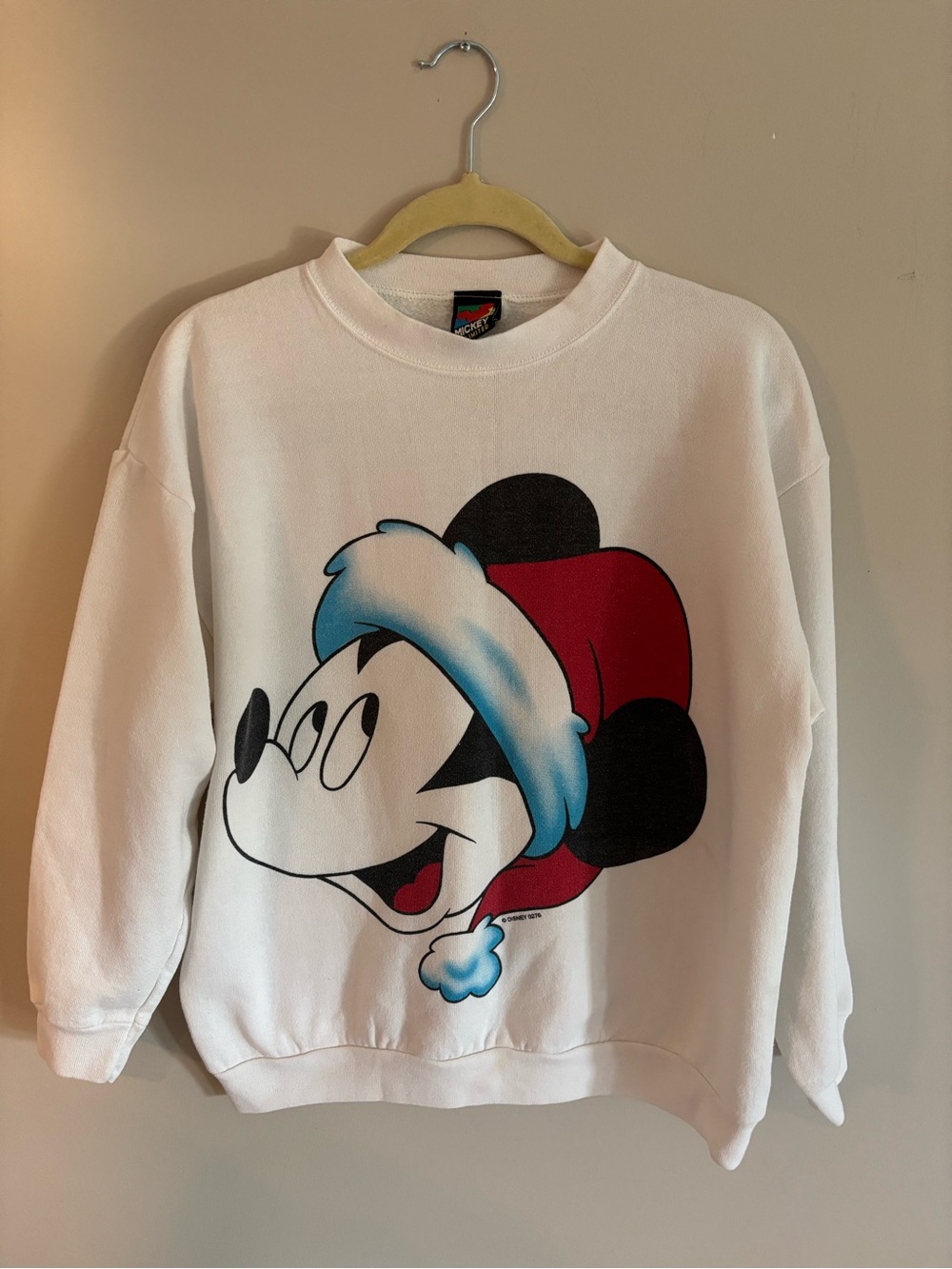 Vintage 90s Mickey Unlimited Santa Mickey Mouse Christmas Sweatshirt White